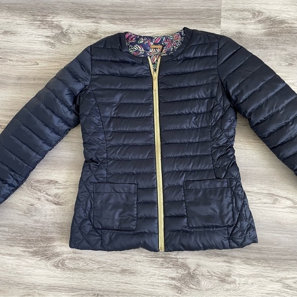 Lilly Pulitzer Jacket 2 in 1 Reversible Bright NAVY Not Too Catty LILAH Size S - Picture 8 of 16